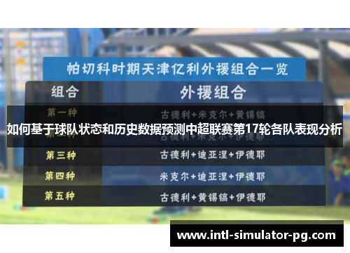 如何基于球队状态和历史数据预测中超联赛第17轮各队表现分析 如何基于球队状态和历史数据预测中超联赛第17轮各队表现分析